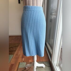 St. John Light Blue Textured Pencil Skirt